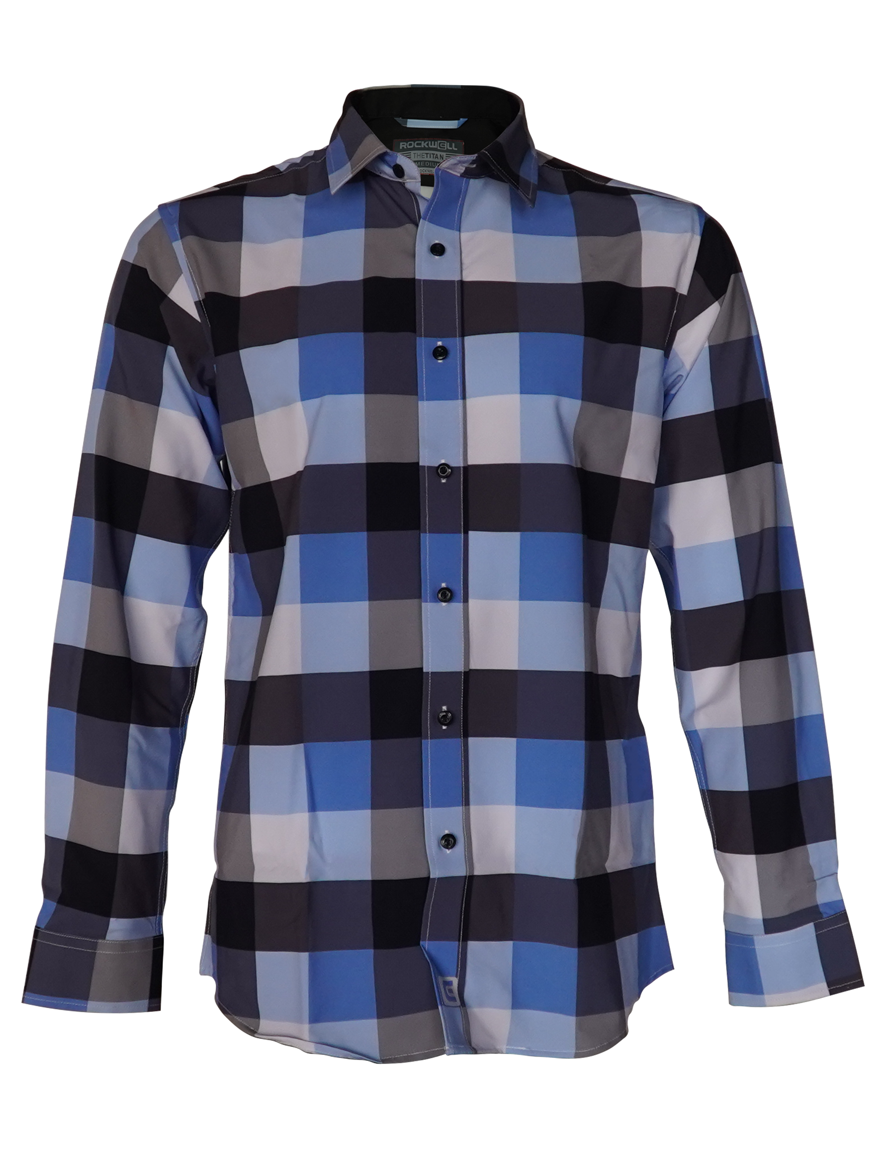 Blue Black white pattern dress shirt
