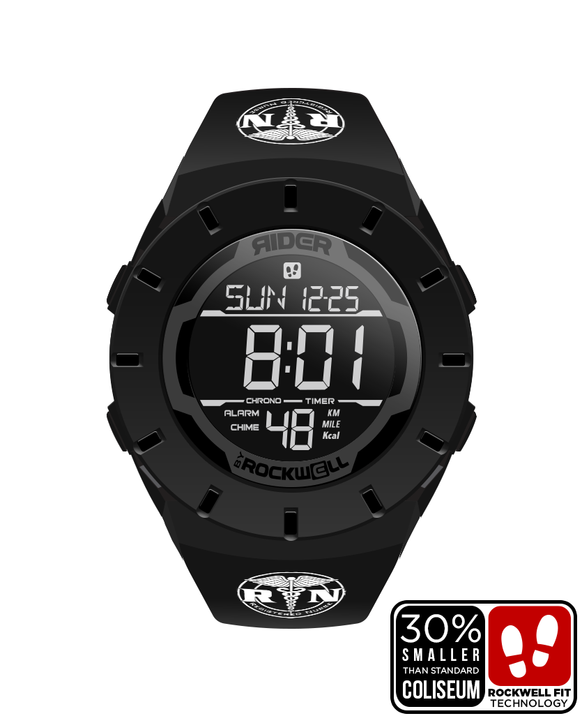 phantom black coliseum forum digital watch with registered nurse edition bands