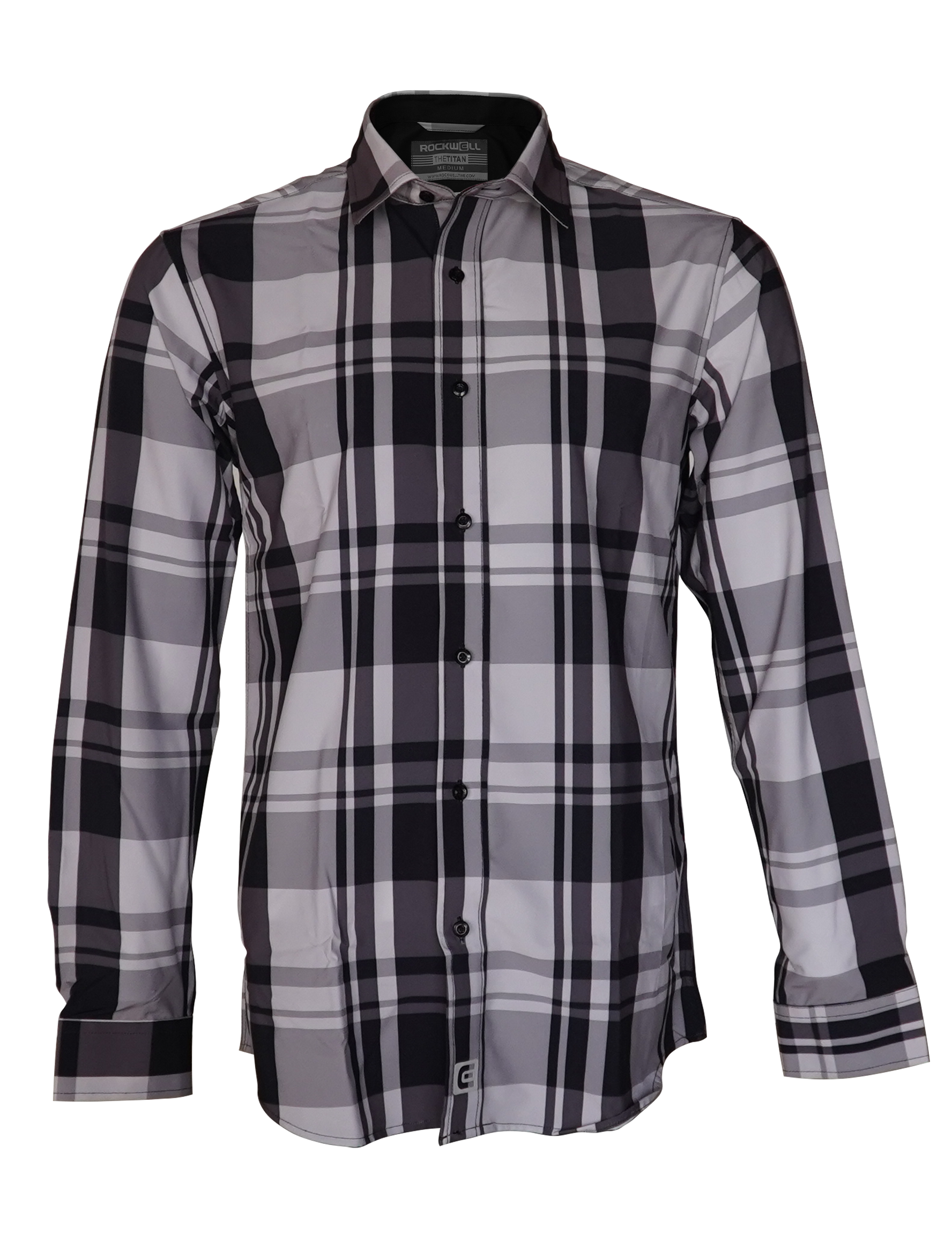 Black Pattern Plaid Titan Dress shirt
