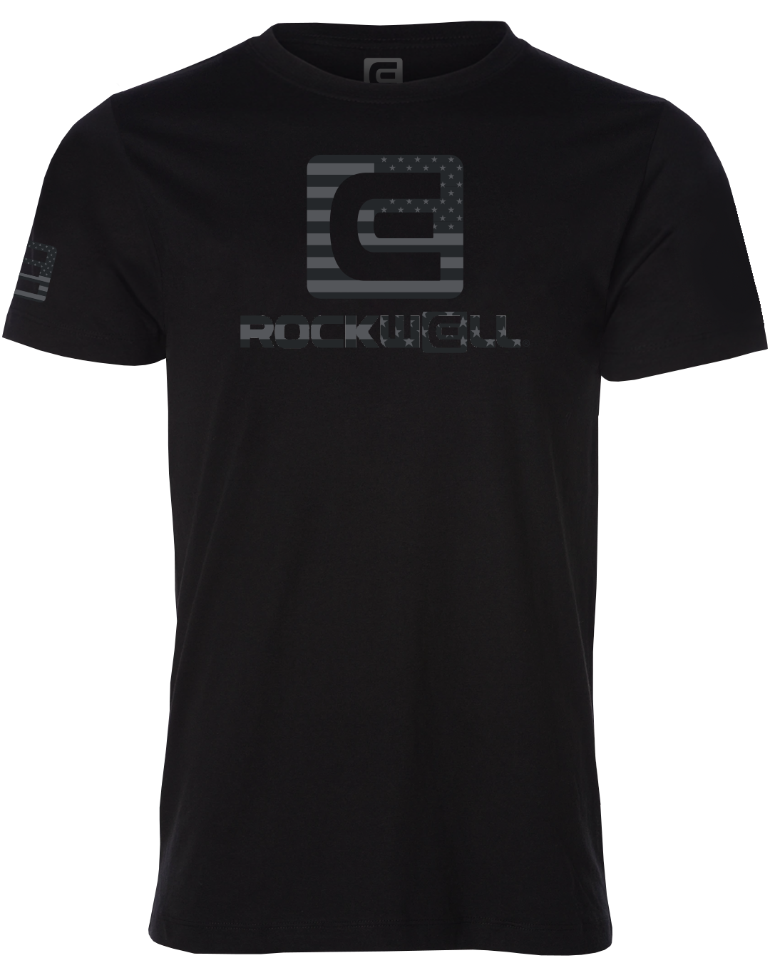 OG stacked rockwell no retreat american flag logo t shirt