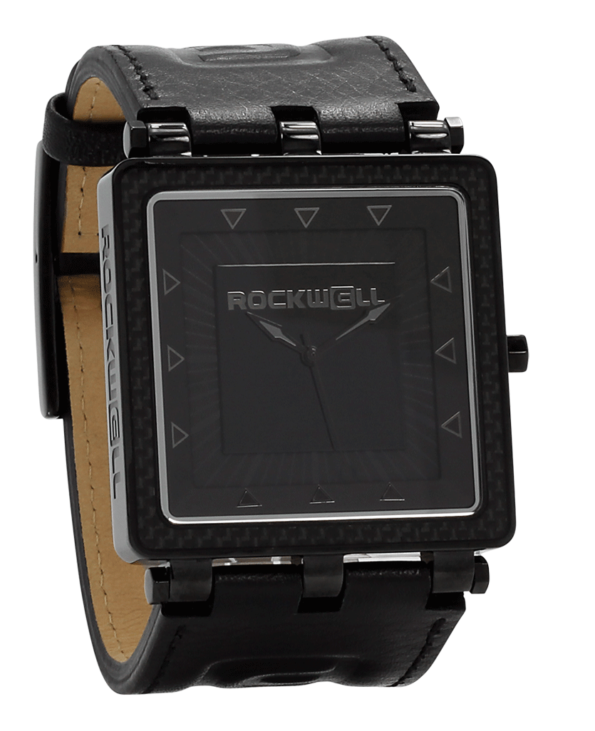 Phantom black Square CF Black leather band and Black dial